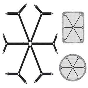 QoeCyct 시트 패스너 풀 퀸 킹 트윈 침대용 조절 가능한 탄성 침대 홀더 스트랩 6방향 크로스 클립 멜빵 밴드 장착된 원형 및 정사각형 매트리스
