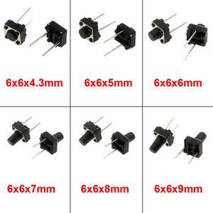 20/50/100Pcs 마이크로 촉각 스위치 순간 택트 DIP 2Pin 6x6mm 터치 푸시 버튼 높이 5mm 6mm 7mm 8mm 9mm