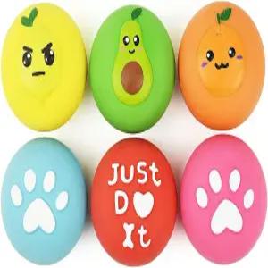 삐걱거리는 강아지 장난감 작은 위한 부드러운 라텍스 고무 공 귀여운 바운스 얼굴을 가진