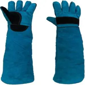 동물용 장갑 물림 방지 23.7인치 케블라 강화 다목적 애완동물 가죽 패딩 도그 고양이 긁힘 새 취급 매사냥