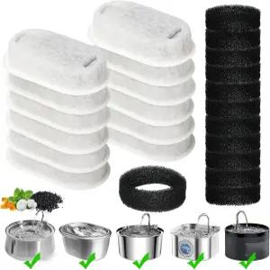 TUDABBQ 고양이 분수 필터 67온스/2L 및 108온스/3.2L 스테인리스 스틸 교체용 24팩 4층 여과 애완동물