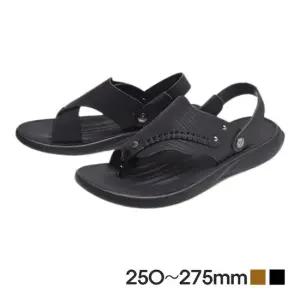 베이직 심플라인 소가죽 캐주얼 남성샌들 고탄성 깔창 남자샌들 발편한샌들 남성샌들