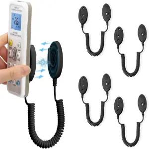 스프링 로프가 있는 4팩 마그네틱 리모컨 홀더 안전하게 고정되는 및 작은 물건 가 벽걸이 손실 방지 빠른