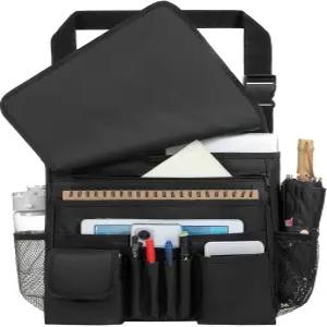 서류 작업을 위한 FORCTIBUL 자동차 앞좌석 정리함 노트북 모바일 오피스 컵 홀더가 있는 멀티 컴파트먼트