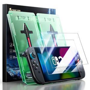닌텐도 스위치 2용 매직 존 7.9인치 제거, 호환, 블루 2팩 유리, 자동 글레어, 먼지 HD 안티 콘솔과 강화 9H 필터, 라이트 2025, 클리어,