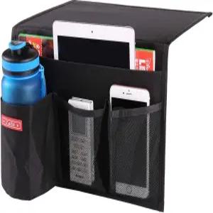 자핏 침대 옆 보관 정리함 리모컨 휴대폰 안경을 위한 테이블 캐비닛 캐디포켓 4개 검은색