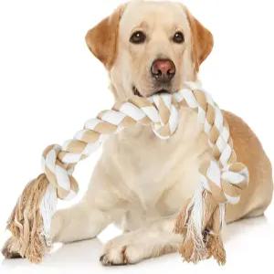 대형/중형견을 위한 페티파인 개 로프 장난감 공격적인 츄어를 씹는 내추럴 코튼 3노트 인터랙티브