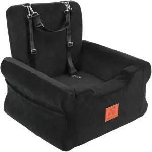 소형/소형견용 도그 카시트 고가 메모리 폼 부스터 시트 안전벨트 및 보관 포켓이 있는 분리형 세척 가능한