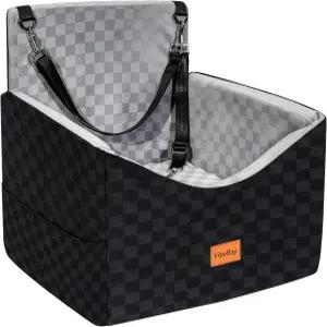 최대 35파운드의 소형견을 위한 반려견 카시트 부스터 세탁 가능한 커버 안전 테더 보관 포켓그레이