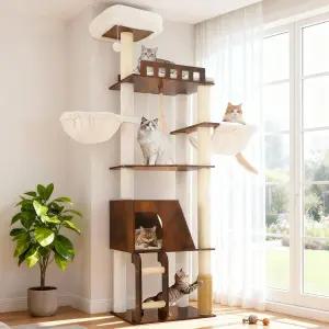 헤이 브라더 우드 캣 트리 대형 플랫폼이 있는 69.7인치 가구 타워 해먹 넓은 콘도 전체 시살 긁힘 기둥
