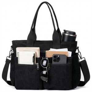 지퍼가 달린 여성용 크로스바디 에스테틱 코듀로이 지갑 토트백, YDF 멀티 스쿨백, 워크 위한 포켓 선물 선생님을 엄마