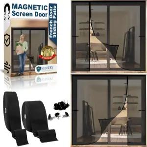 슬라이딩 도어 프렌치 또는 더블 리버서블 좌우 유리 섬유 자석 스크린 잠금 장치가 있는 60w x 86h 순