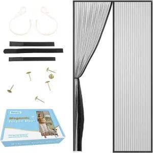 38인치 x 83인치 고밀도 유리섬유 자석 스크린 도어 접이식 메쉬 핸즈프리 반려동물과 친화적이며 벌레를