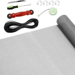 FLYZZ 창문 스크린 도어 수리 키트 롤러 도구/후크/스플라인/커터/클립스/룰러를 사용한 48인치 x118인치