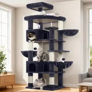 글로블레이저 초대형 캣 트리 타워 실내 고양이를 위한 82인치 키 큰 튼튼한 긁는 기둥 8개 콘도 2개 패딩