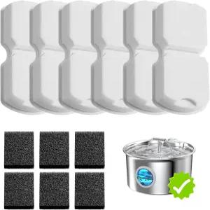 우모쿠오이 고양이 분수 필터 스테인리스 스틸용 반려동물 교체용 스크린 12개 탄소 6개 및 폼 S17에 적합