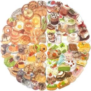 스크랩북 장식용 Maxleaf 80PCS 디저트 케이크 클리어 스티커 일상생활 일기 앨범 4시리즈 레트로 푸드