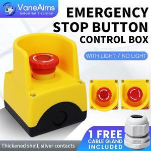비상 정지 버튼 스위치 E-Stop 전원 차단 빨간색 버섯 모양 푸시 2NC 12V 24V 220V 110V 10A 박스 포함