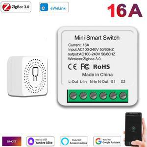16A eWelink Zigbee 3.0 미니 스마트 DIY 스위치 제어 홈 릴레이 자동화 차단기는 Alexa, Google Home, Yan