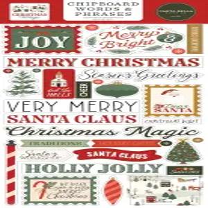 크리스마스 빌리지 6x13 칩보드 단어 및 구문