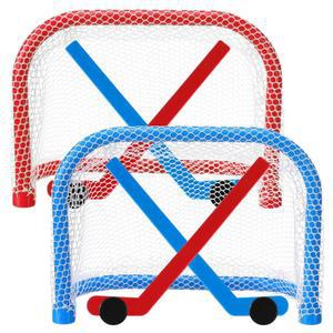 졸리루도 미니 테이블탑 하키 게임 세트, 2개의 골네트 아이스하키 2개와 스틱 크리스마스 실내 책상 참신한 장난감, 성인을 위한 빠른 속도의 재미있는 스포츠 파티