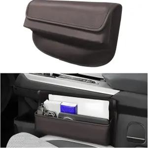 노크미디 카시트 갭 필러 정리함 휴대폰 키 카드용 뚜껑이 있는 가죽 차량 사이드 시트 보관함 L-용량