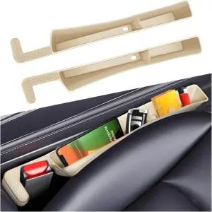 MUQIDA 2PCS 카시트 갭 필러 정리함 USB 슬롯이 있는 다기능 스토퍼 오토 콘솔 사이드 스토리지 차량