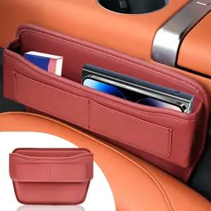 레인로이 카시트 갭 필러 가죽 카 홀더 백 앞좌석용 범용 자동차 보관함 휴대폰 안경 열쇠 카드용 정리