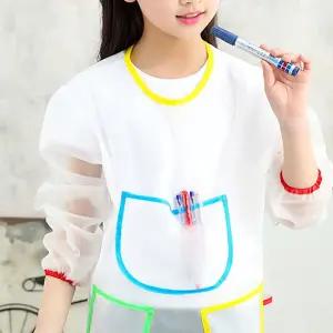 긴소매 투명 미술 가운 앞치마 아동 방수 유아용 어린 GXx1+5ubf