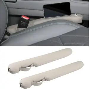 Zpana 2PCS 카시트 갭 필러 스트랩 고정이 있는 가죽 차량 시트 측면 플러그 낙하 방지 탄성 자동차 틈새