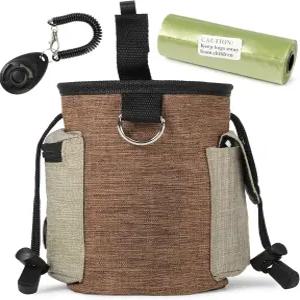 허리 벨트 조절이 가능한 온웨어 대형 반려견 간식 파우치 드로스트링이 있는 방수 옥스포드 트레이닝 백