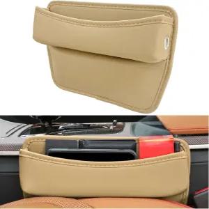 DXNQ 대용량 카시트 갭 필러 정리함 가죽 자동차 앞좌석 슬롯 보관함 휴대폰 안경 키 카드용 충전 구멍