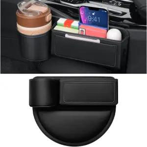 KHGUZ 가죽 카시트 갭 필러 정리함 조절 가능한 차량 측면 보관함 휴대폰용 오토 프론트 시트 틈새 캐처