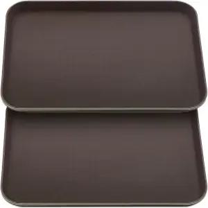 필터치 2개 18 x 26인치 직사각형 레스토랑 서빙 트레이 PP 미끄럼 방지 고무 안감 대형 플라스틱