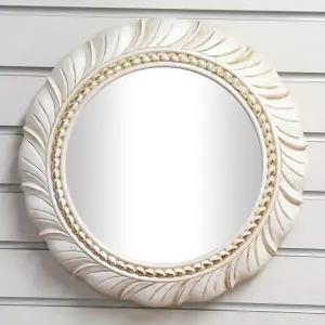 IG7178e 민들레 원형 벽거울 35cm 빈티지 아이보리