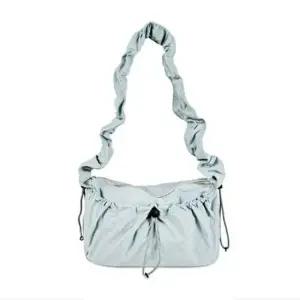 나일론 크로스백 여성 주름 스트랩 가방 바스락 블루민트