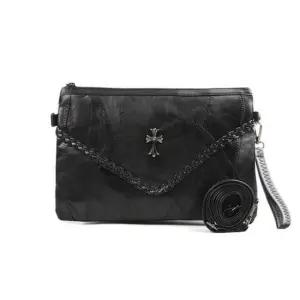 파우치백 클러치백 가죽 빈티지 십자 가방 LM814블랙