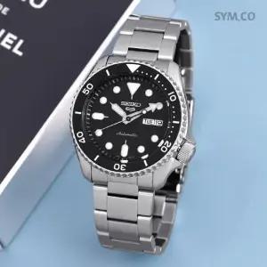 세이코5 SRPD55K1 오토매틱 블랙 아날로그 캐쥬얼 남자 메탈 시계 d4