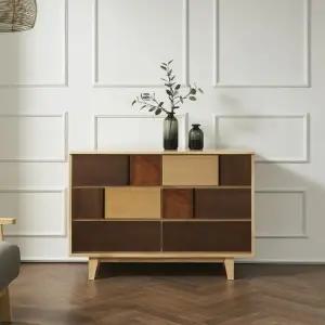 [인터데코]자연친화적인 거실,침실용 원목 서랍장 3단6칸 120cm P0000BYE