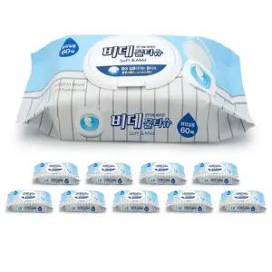 변기에 버리는 비데 물티슈 화장실용 캡형 60매 10개