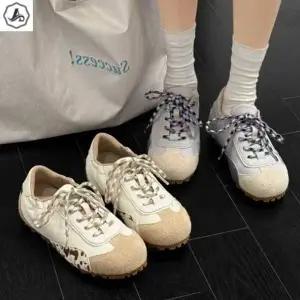 [애슬릿] 키높이 스니커즈 속굽 소가죽 배색 단화 4.5cm