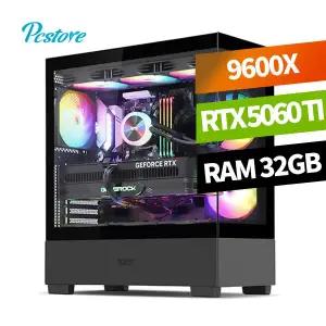 피씨스토어 AMD 베스트 게이밍 PC 라이젠5 9600X RTX5060 TI (32GB, M.2 1TB) 조립 데스크탑