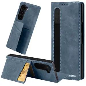 갤럭시Z폴드7 6 5 4 3 제트지 모던 가죽 카드 포켓 거치대 S펜 수납 핸드폰 케이스