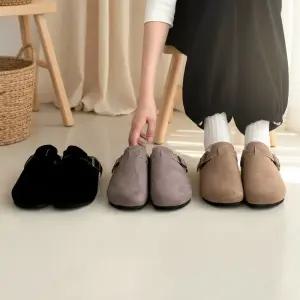 [옷자락]사이드버클 스웨이드 남녀용 데일리 슬리퍼