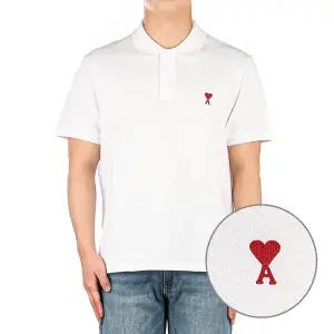 (아미) 26SS BFUPL001 760 100 남성 하트로고 카라 반팔 티셔츠