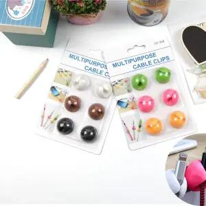 [셀러에이드]원형 부착식 사무실 책상 케이블 고정 정리 홀더6P