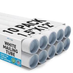포스터, 예술품, 공예품, 문서의 배송 및 보관을 위한 매직워터 서플라이 메일링 튜브 - 1.5인치 x 12인치 흰색 10팩 문서 보관용