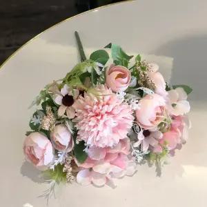 볼수록예쁜집 셀프웨딩부케 믹스폼폼부쉬 수국 성묘 조화 라넌큘러스 꽃장식 꽃꽂이 인테리어핑크 실크플라