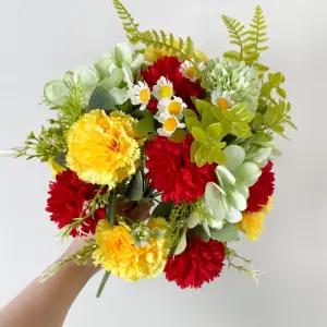 볼수록예쁜집 세트 성묘 조화 꽃다발 카네이션 7부쉬 데이지 장미 어버이날 생화같은 실크플라워 산소꽃