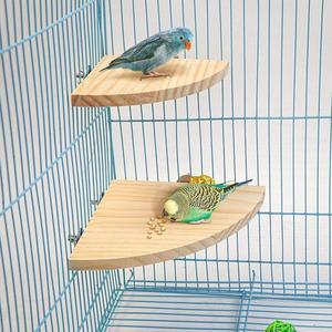 앵무새 새 나무 농어 스탠드 플랫폼 직사각형 팬 모양의 선반 보드 Budgie Parakeet Cockatiel 햄스터 Gerb